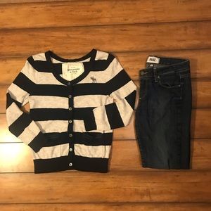 Abercrombie & Fitch Navy & Gray Cardigan